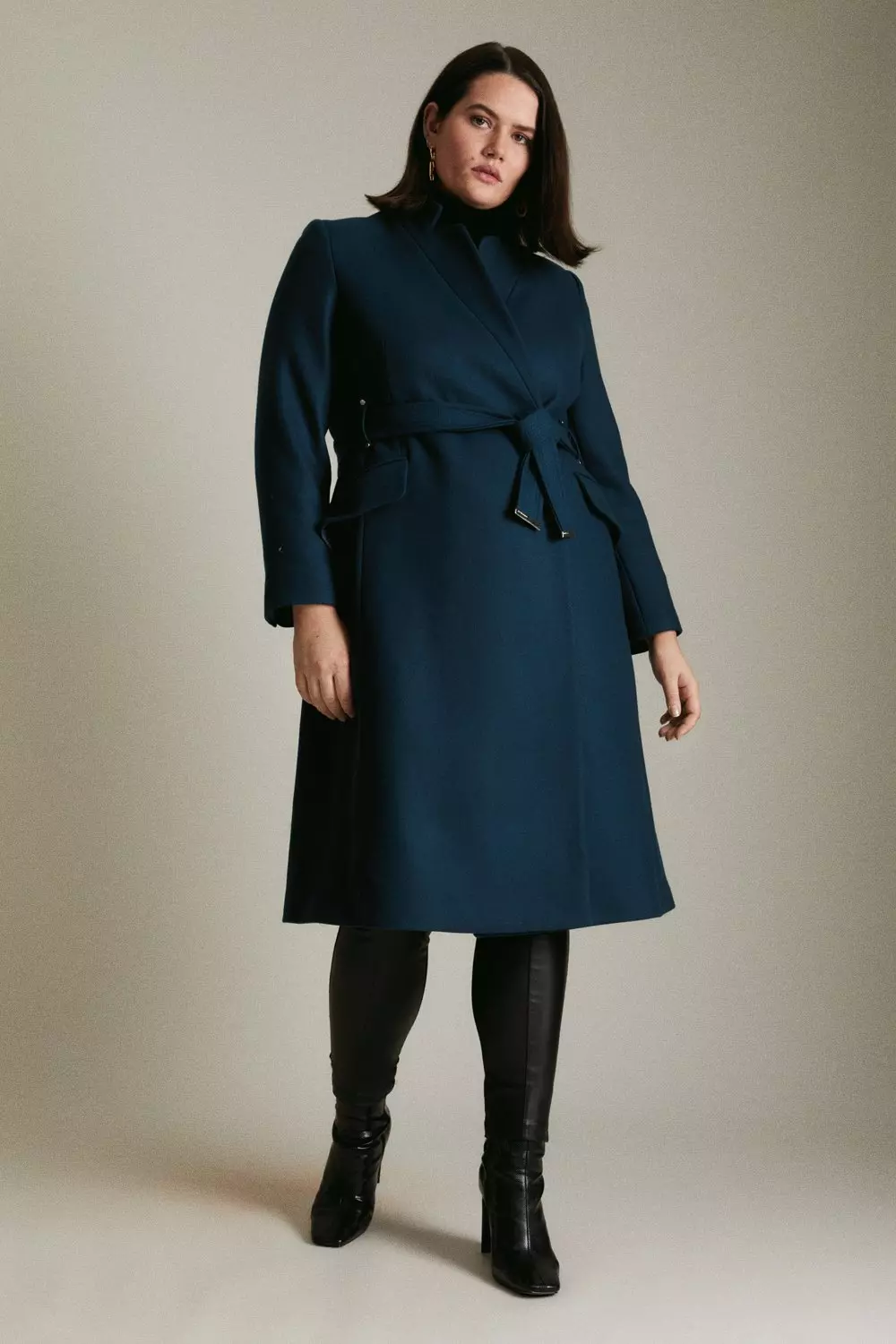 Plus Size Italian Wool Notch Neck Coat | Karen Millen