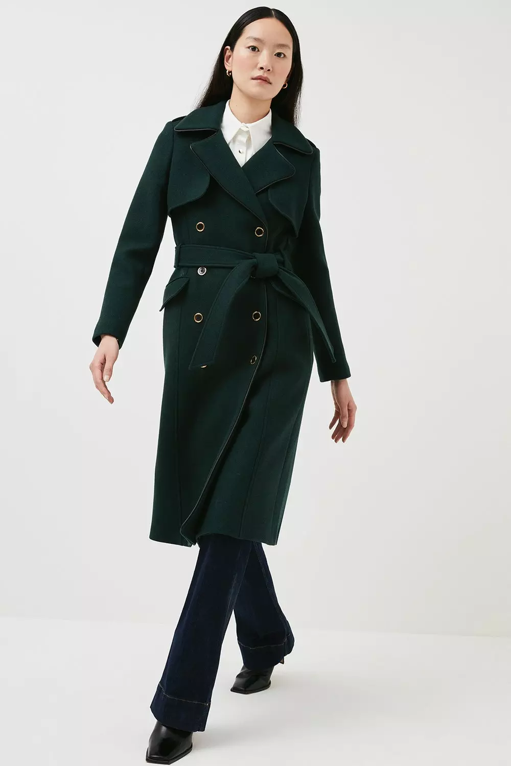 Italian Wool Blend Military Double Breasted Coat