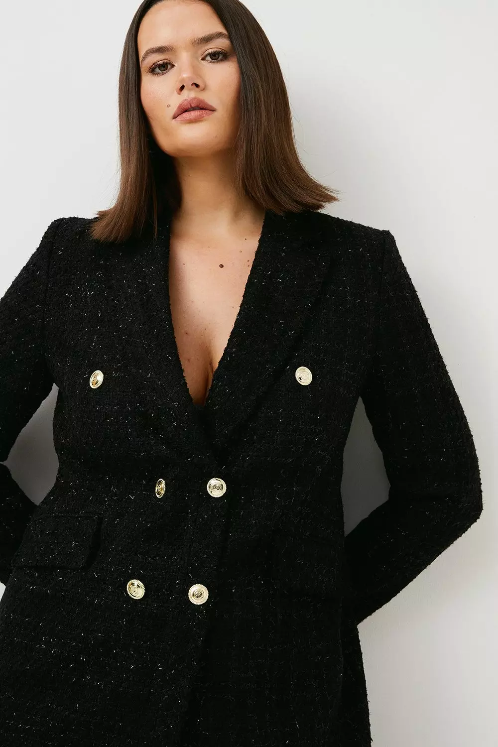 Plus size outlet boucle jacket