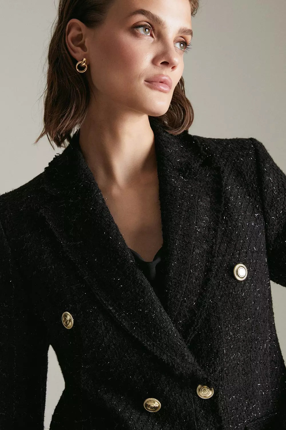 Longline Sparkle Boucle Blazer