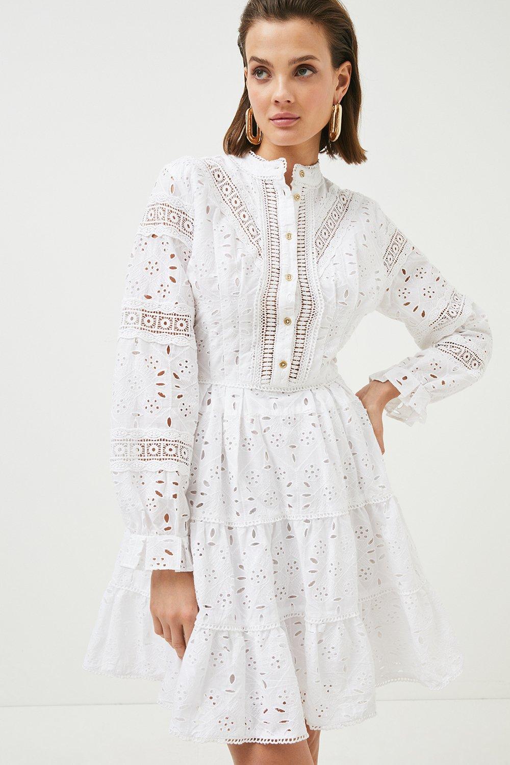 Karen millen outlet white broderie dress