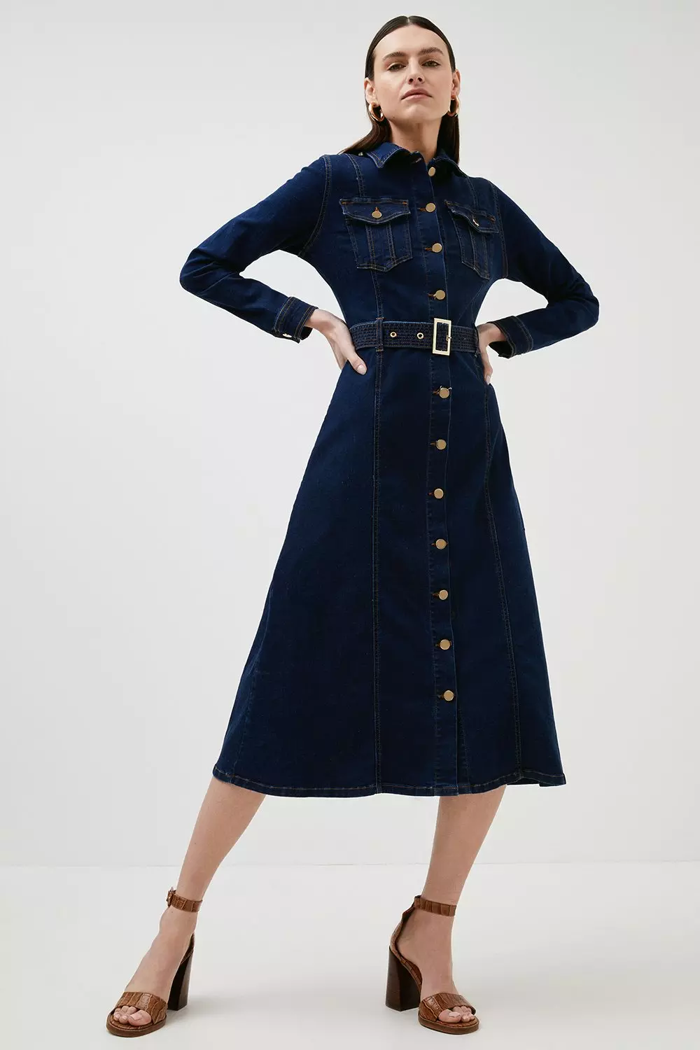 Oversized Belt Denim Utility Dress - Ready-to-Wear 1ABDVV