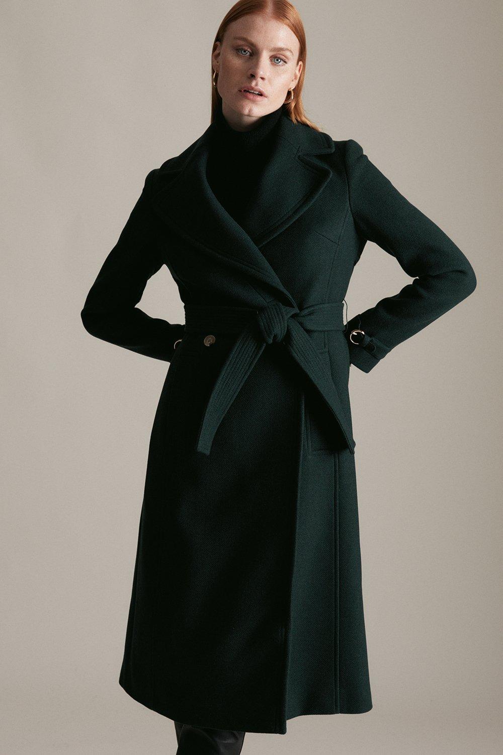 Italian Wool Blend Buckle Signature Coat | Karen Millen