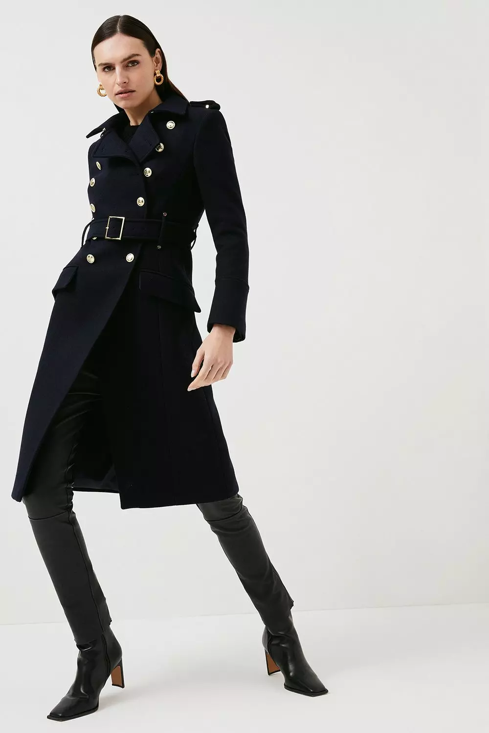 Italian Wool Blend Military Double Breasted Coat