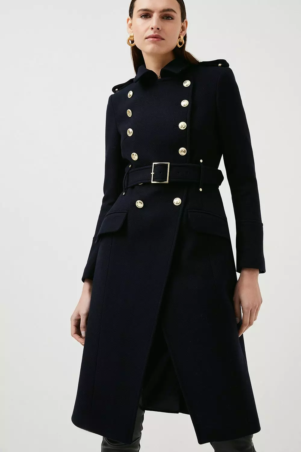 Navy Double Breasted Military Coat