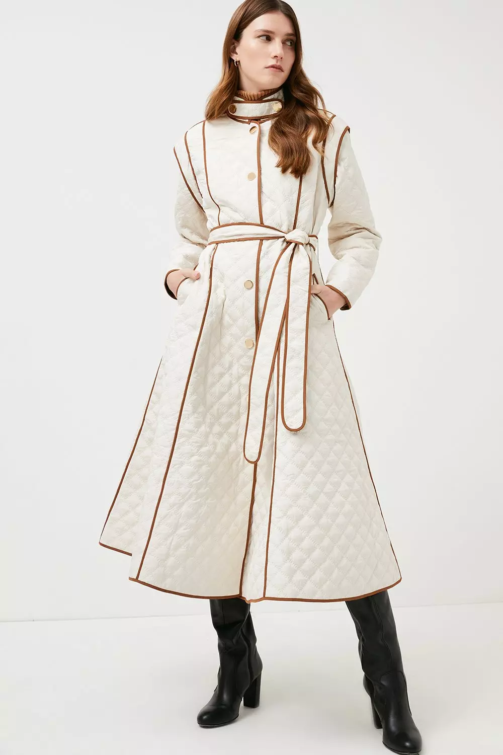 Karen Millen Longline Quilted Coat Flash Sales