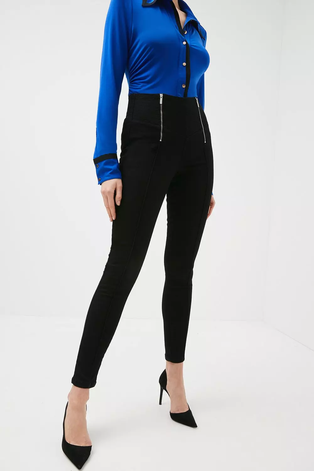 High waisted best sale skinny black trousers