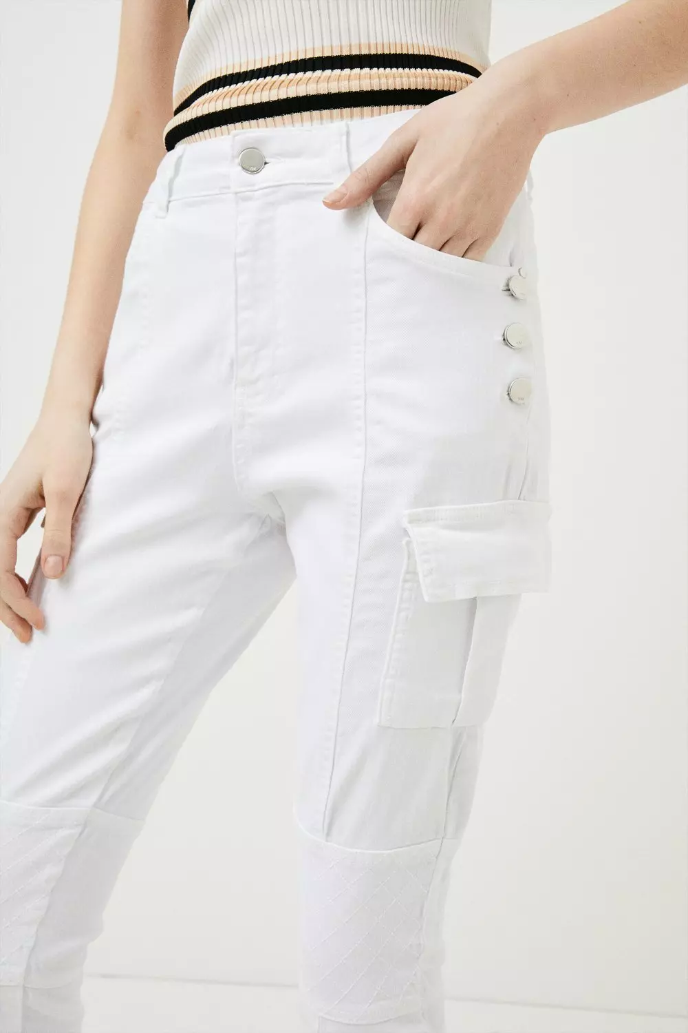 Gold and best sale white pants