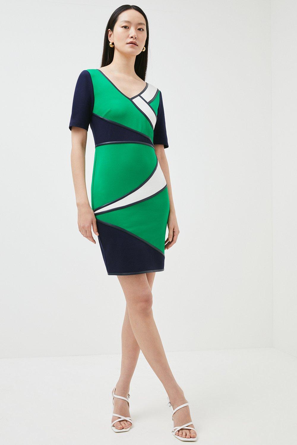 colour block jersey dress