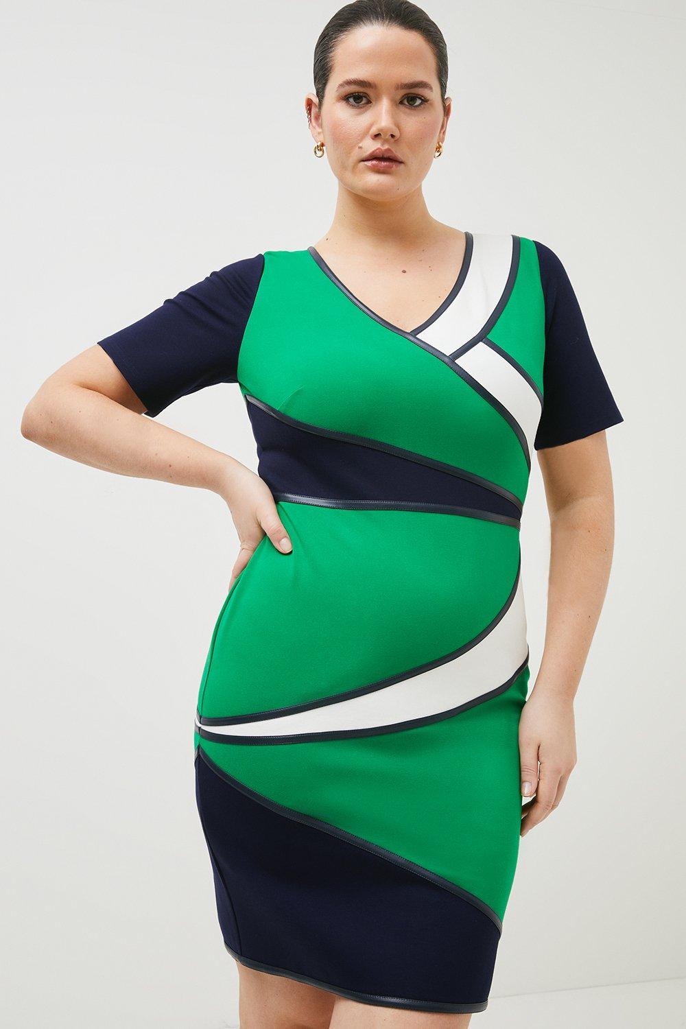 Plus Size Color Block Jersey Pencil Dress | Karen Millen