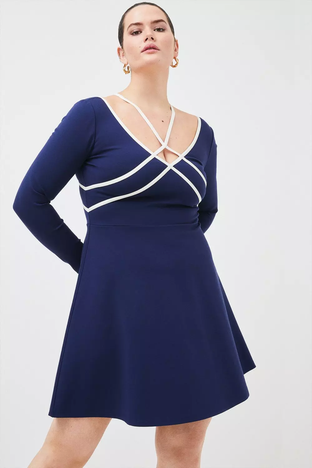 Plus size navy skater dress hotsell