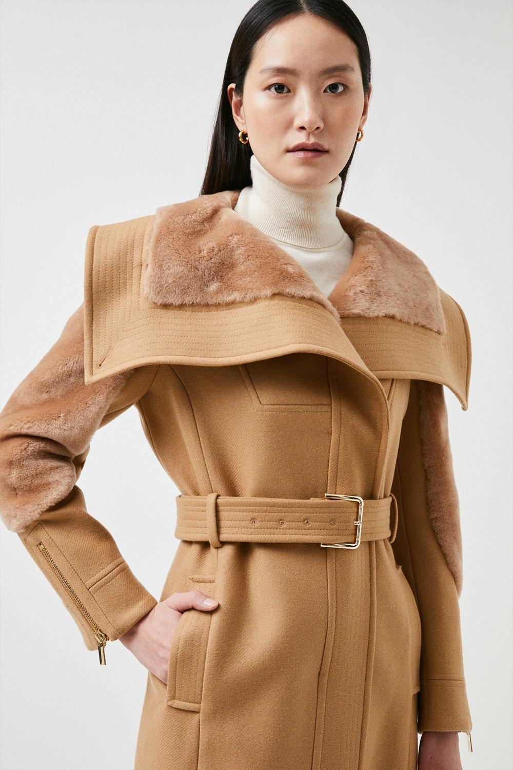 shearling beige coat