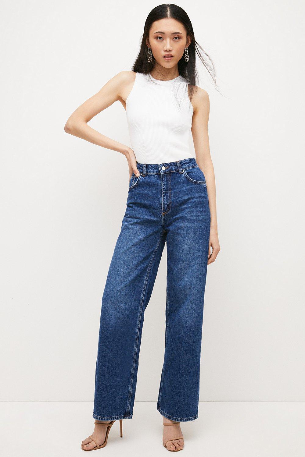 Mid Rise Wide Leg Jeans