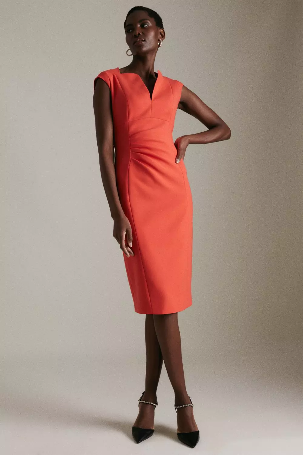 Karen millen clearance orange midi dress