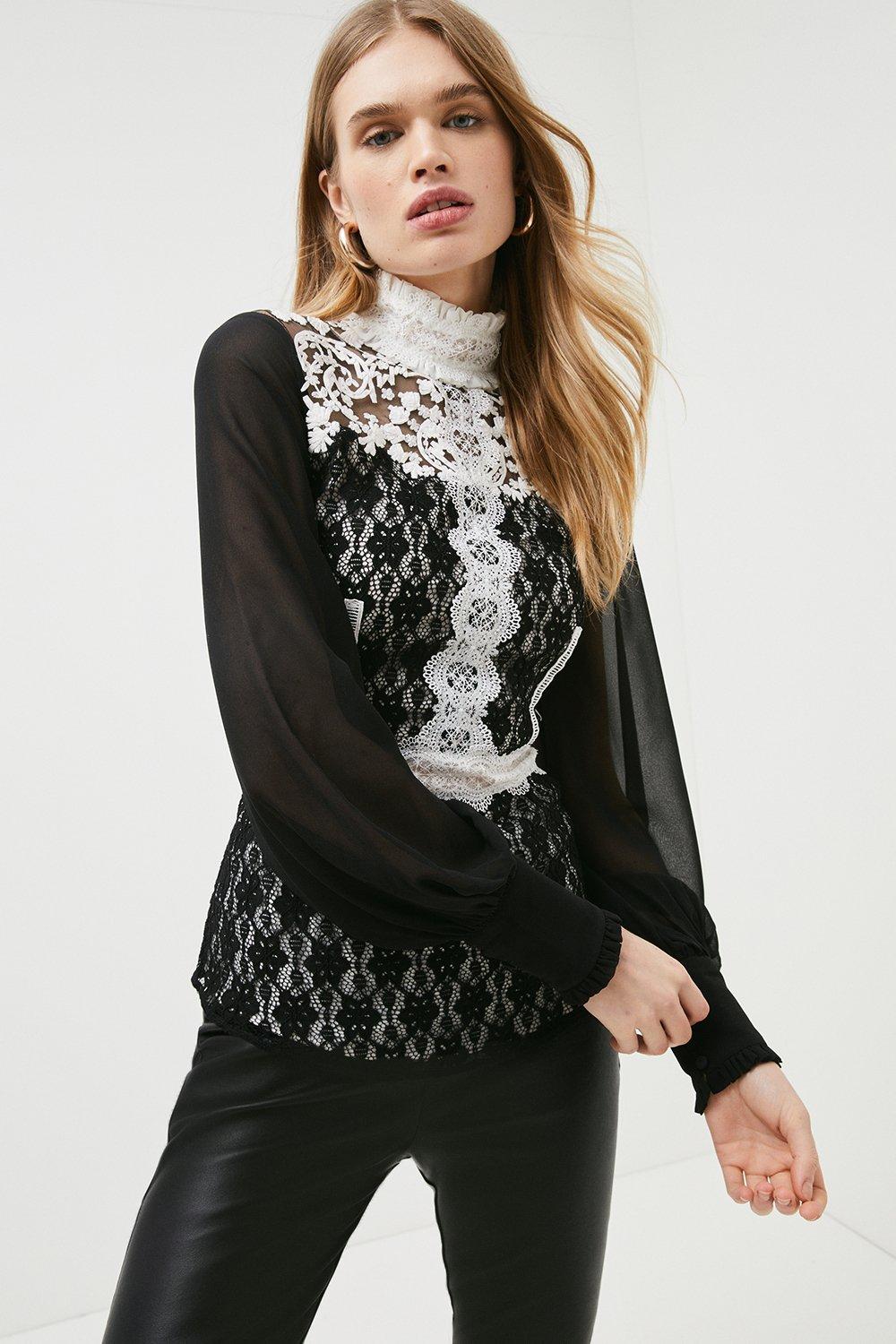 Blouses | White & Black Blouses | Karen Millen