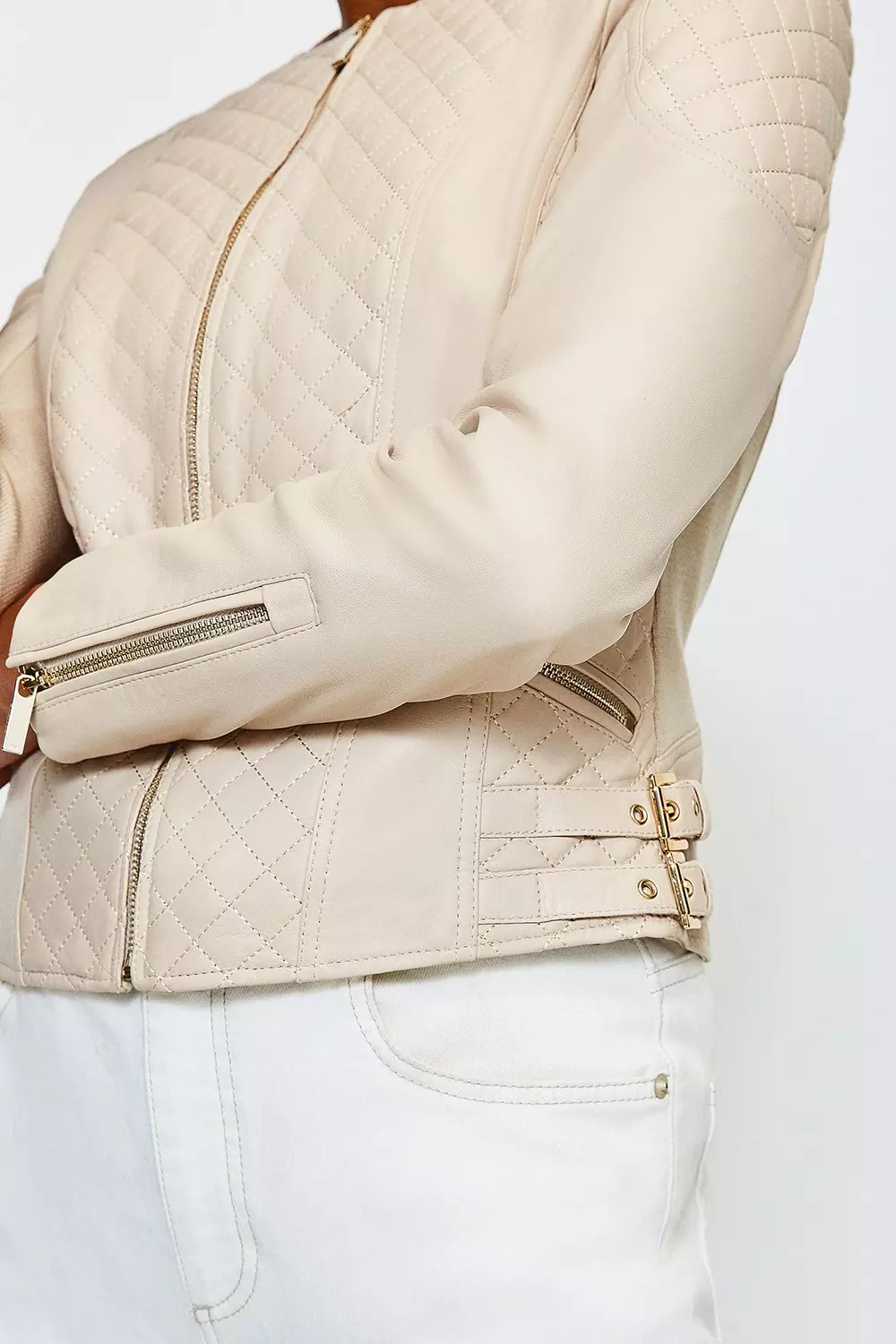 Karen millen collarless leather on sale jacket