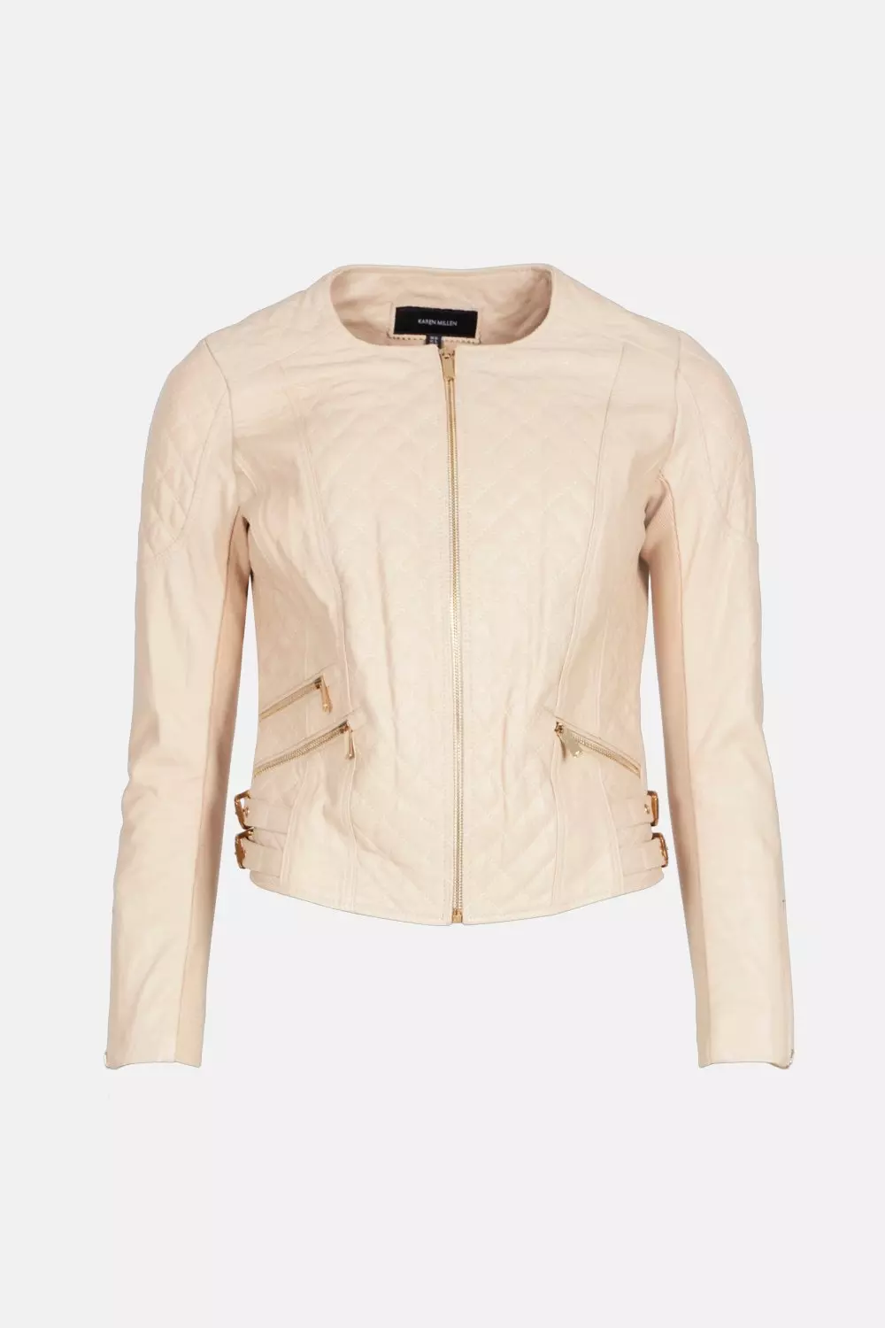 Cream leather hot sale jacket womens