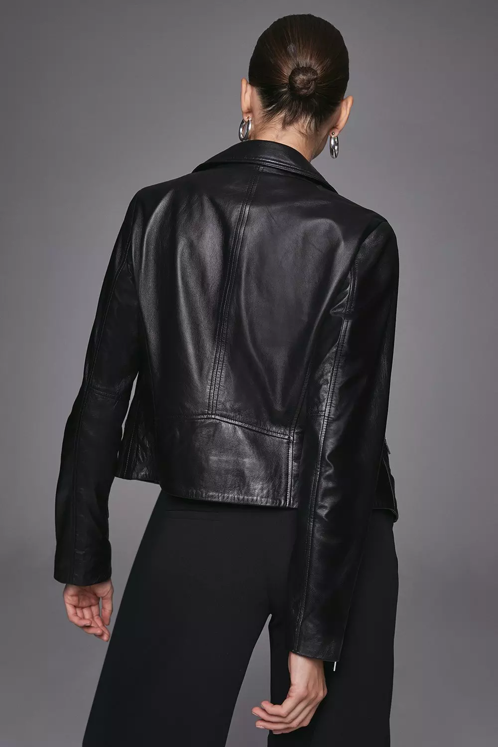 Leather Signature Moto Jacket Karen Millen