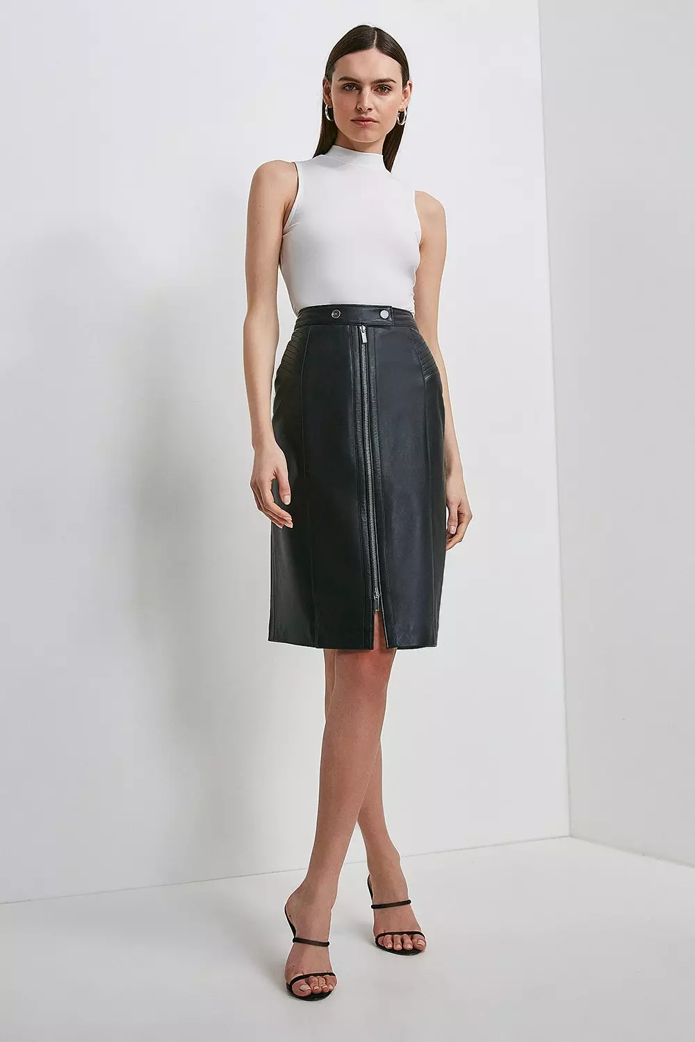 Karen millen discount pink leather skirt