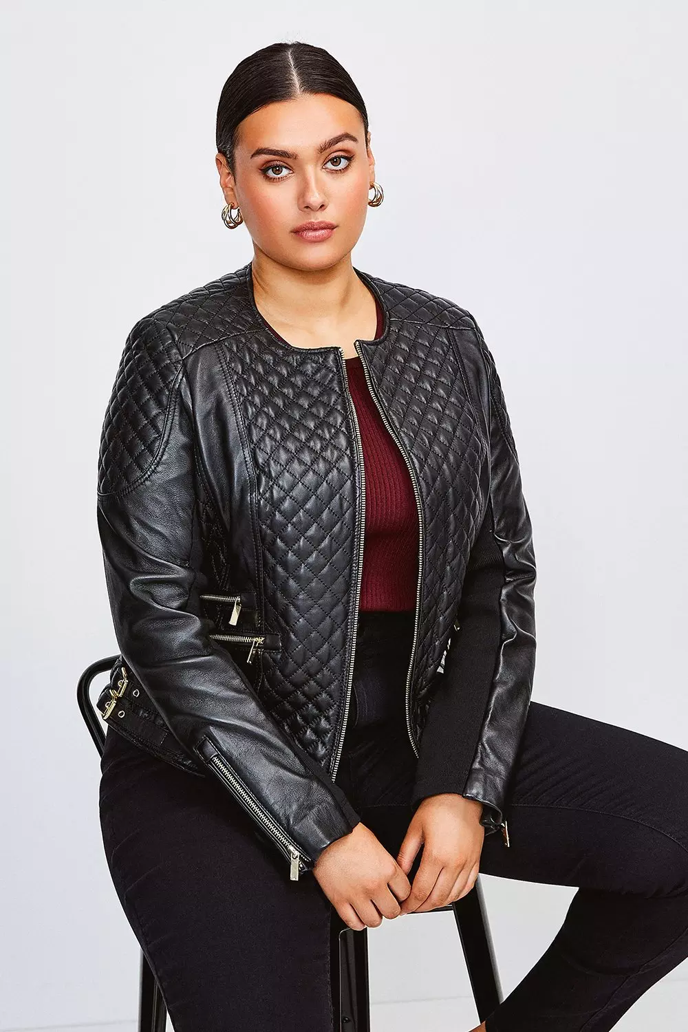 Plus size 2025 black leather jacket