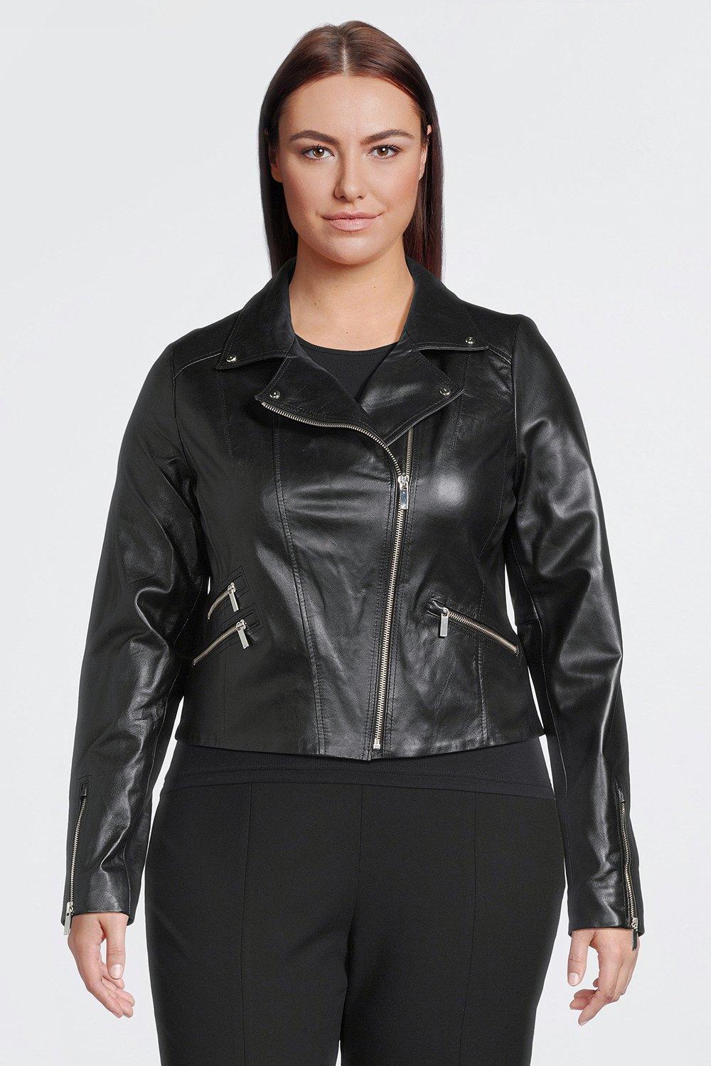 Leather biker shop jacket size 18