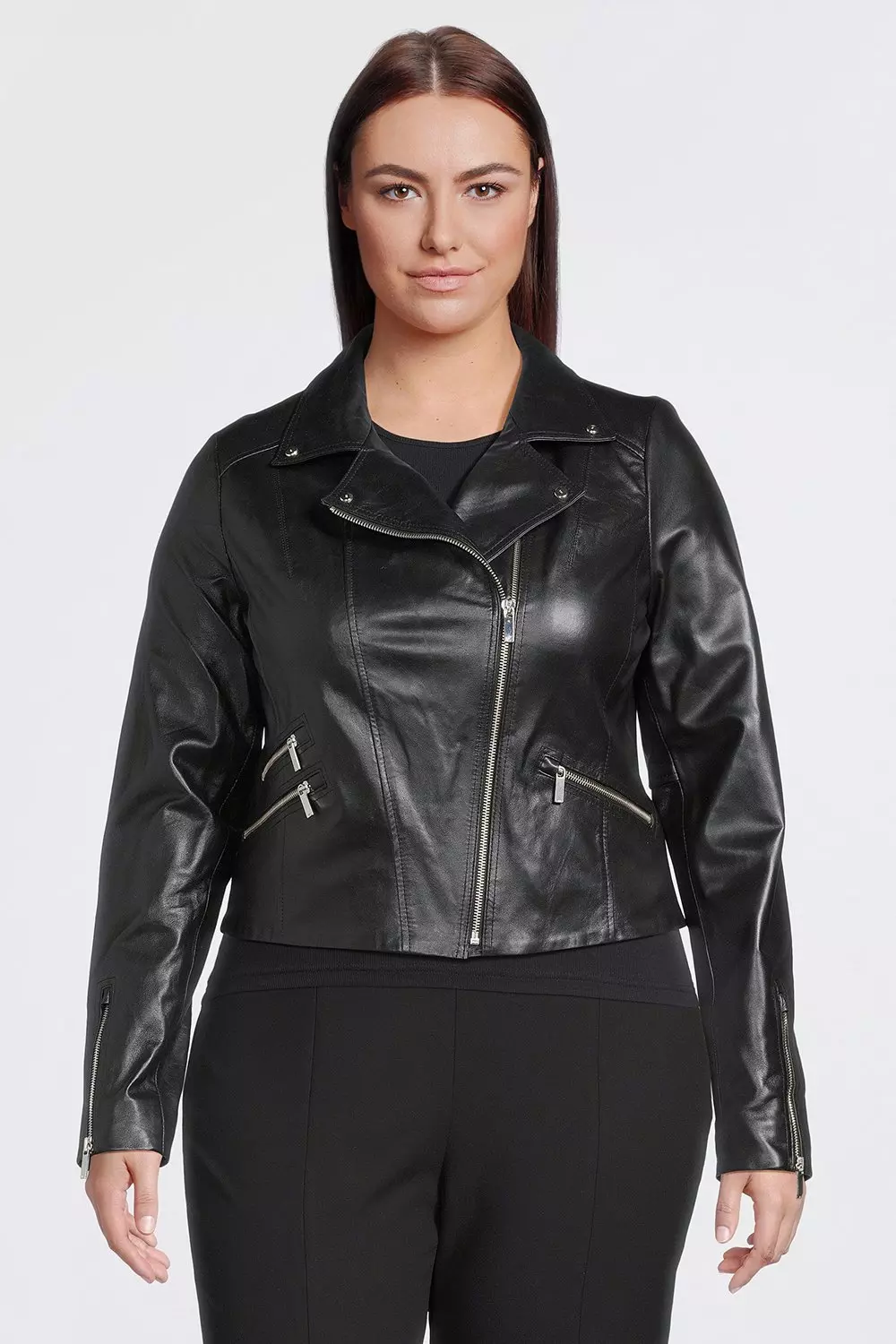 Women's plus size leather hotsell motorcycle jackets