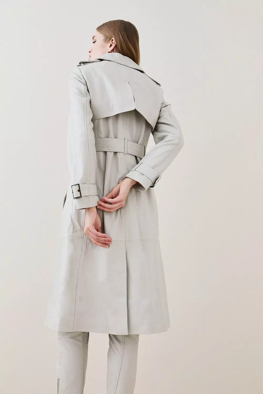 Leather Trench Belted Mac Coat | Karen Millen