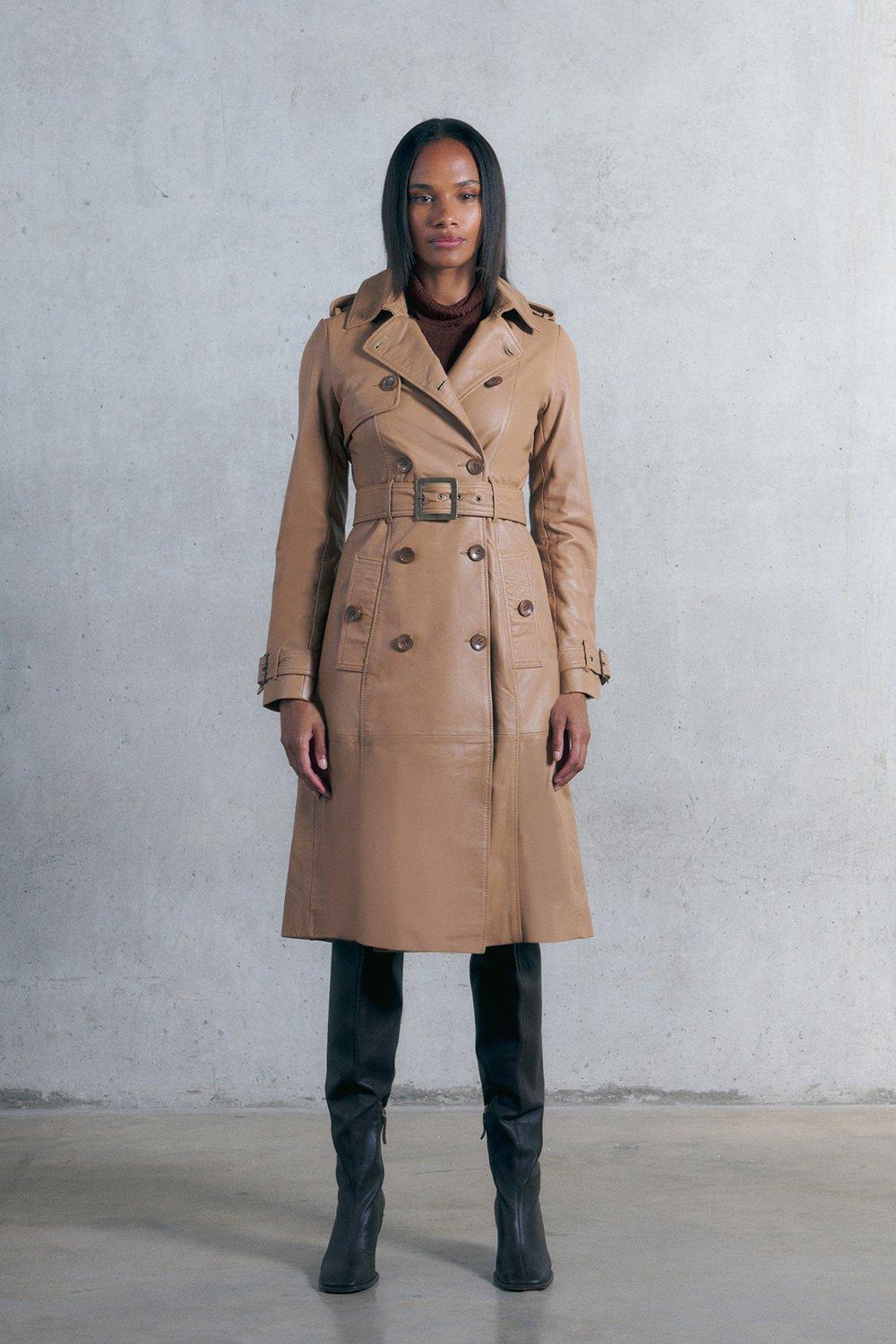 Genuine leather trench clearance coats