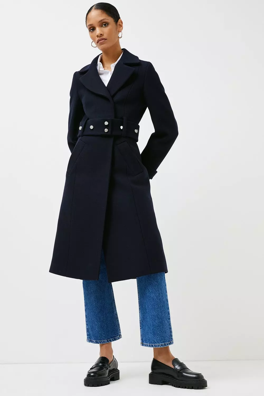 na.e Belted Straight Coat