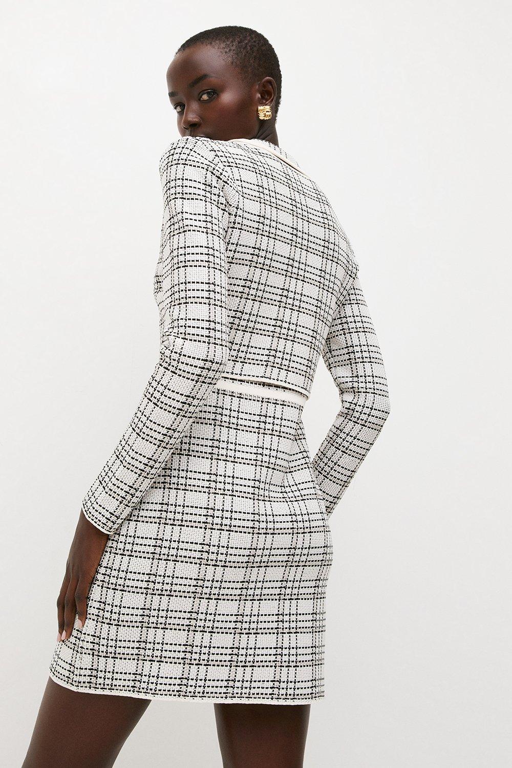 zara check knit jacket