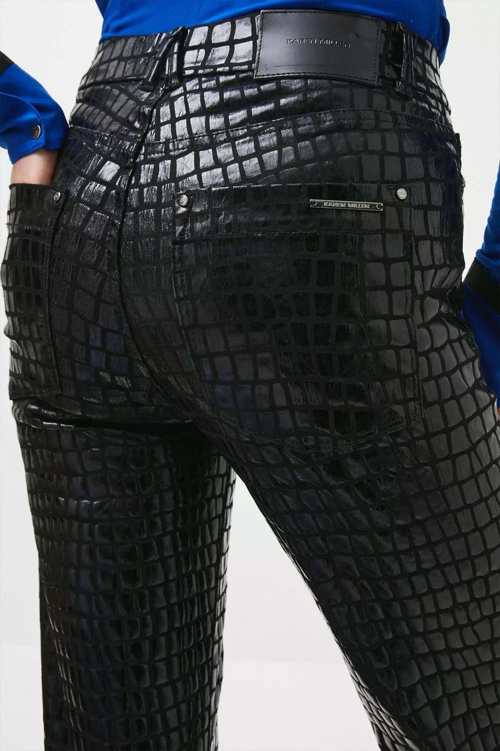 Mid Rise Straight Leg Croc Coated Jeans