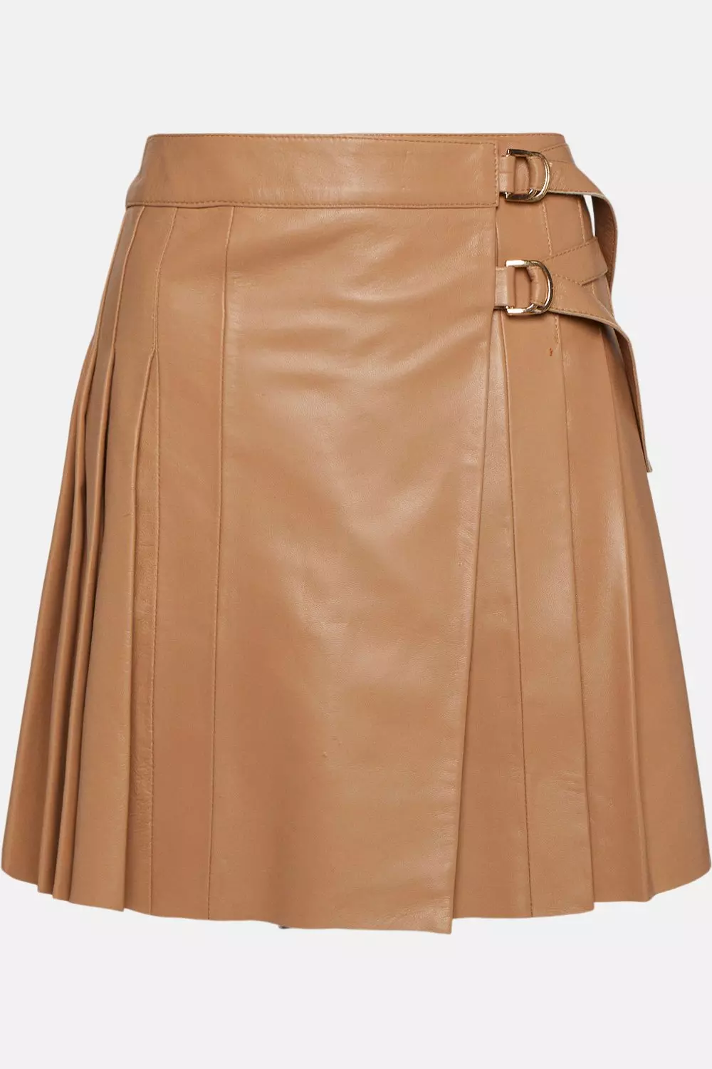 Leather Pleated Buckle Kilt Skirt Karen Millen