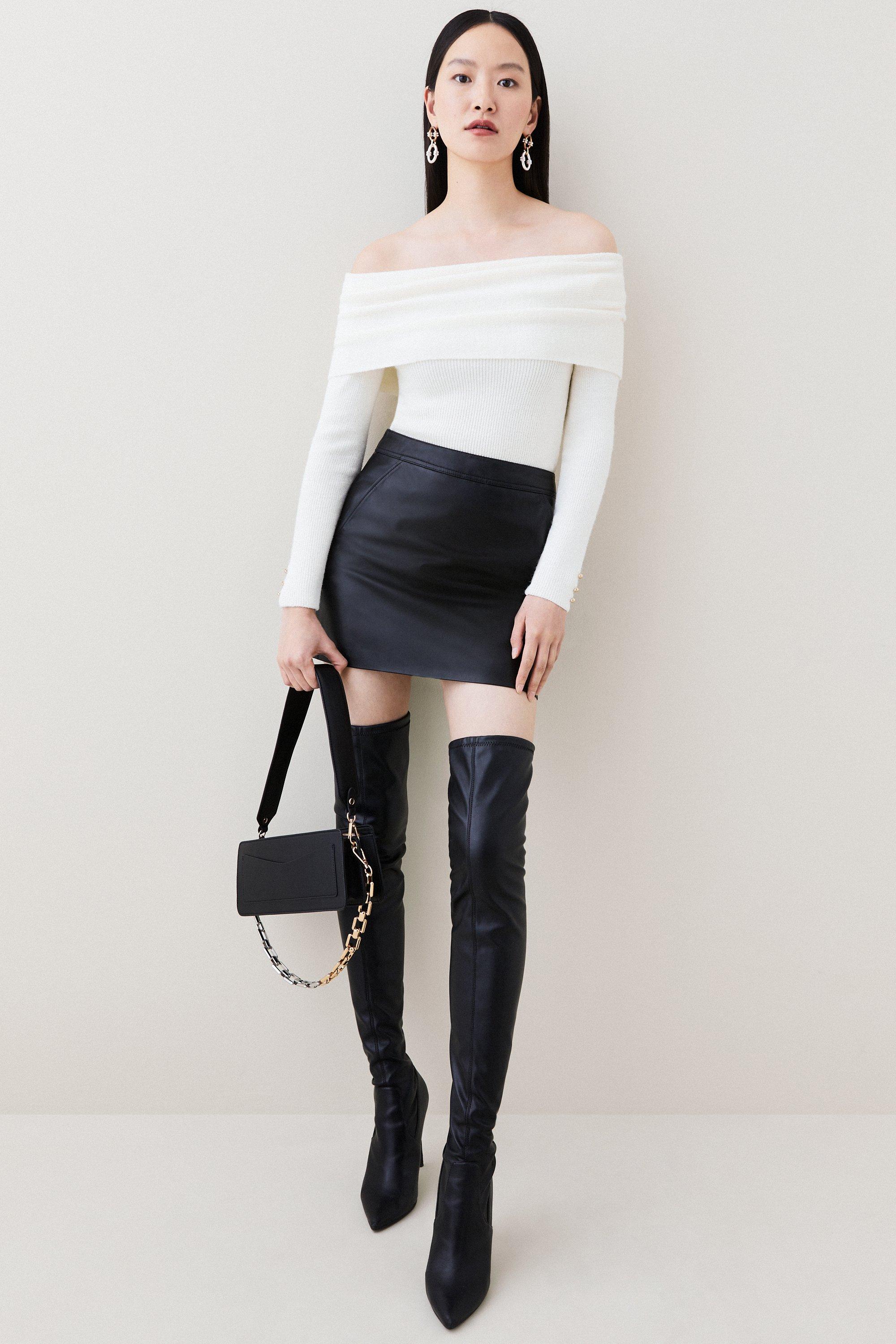 Long leather 2024 skirt 9mm