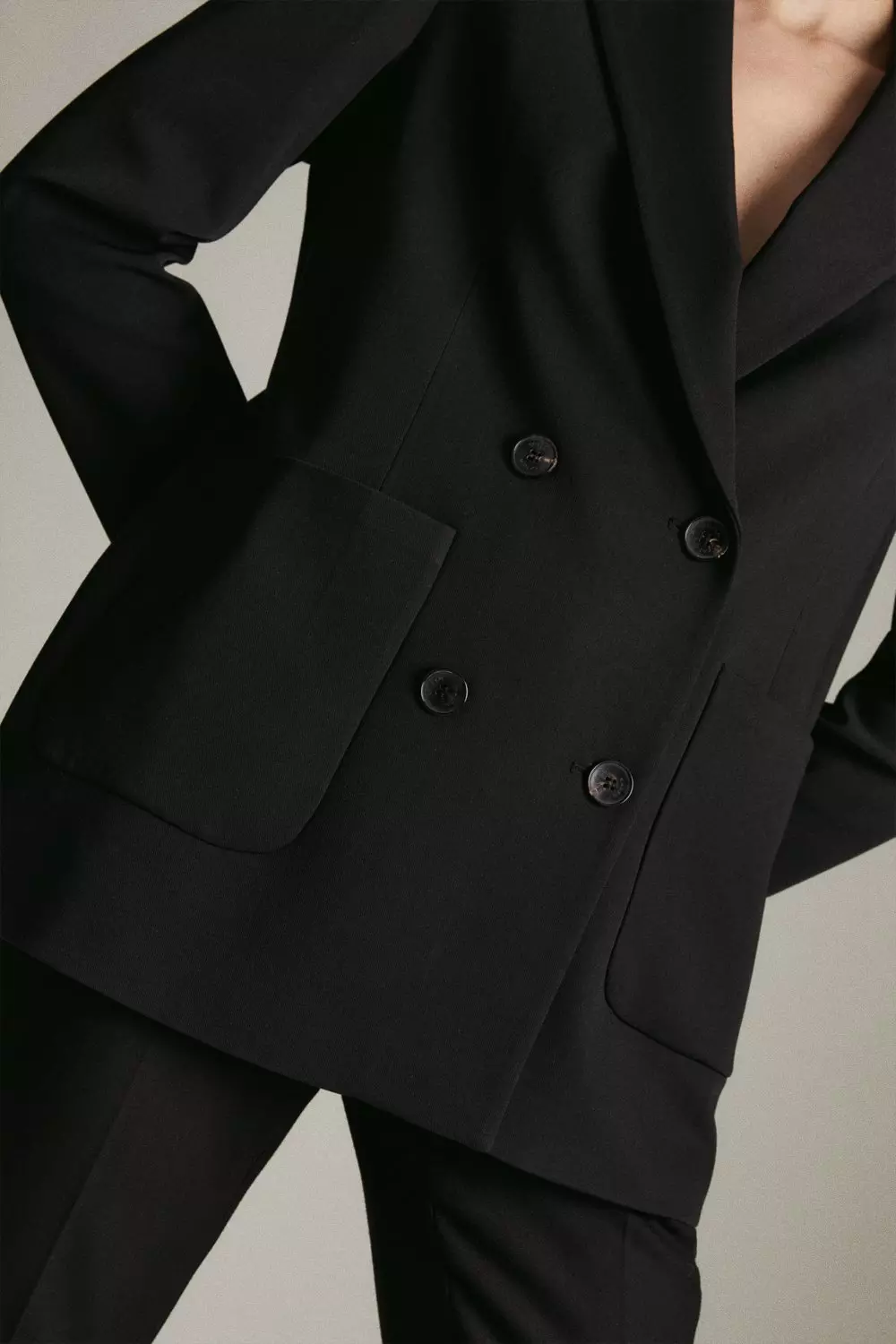 TAILORED DOUBLE BREASTED BLAZER - Black