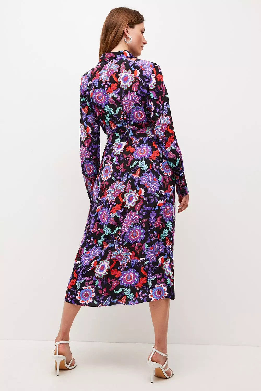 Dark floral woven store maxi shirt dress