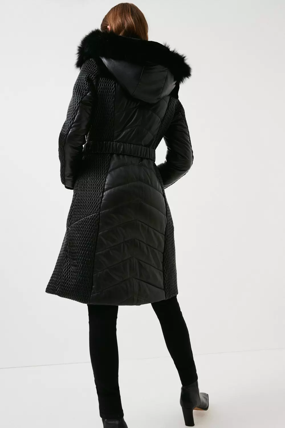 Black padded hot sale fur coat