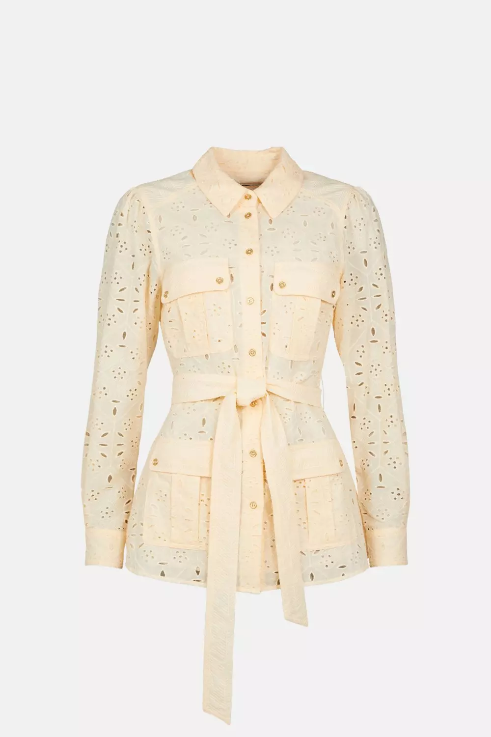 Eyelet Woven Belted Utility Jacket | Karen Millen