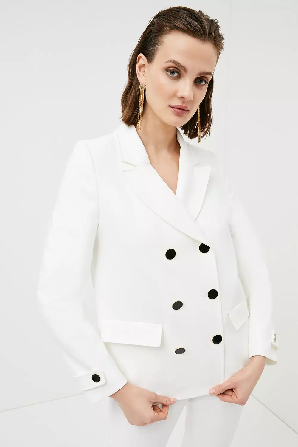 Ivory Women's Suit Dress Double Breasted Long Jacket Mother of the