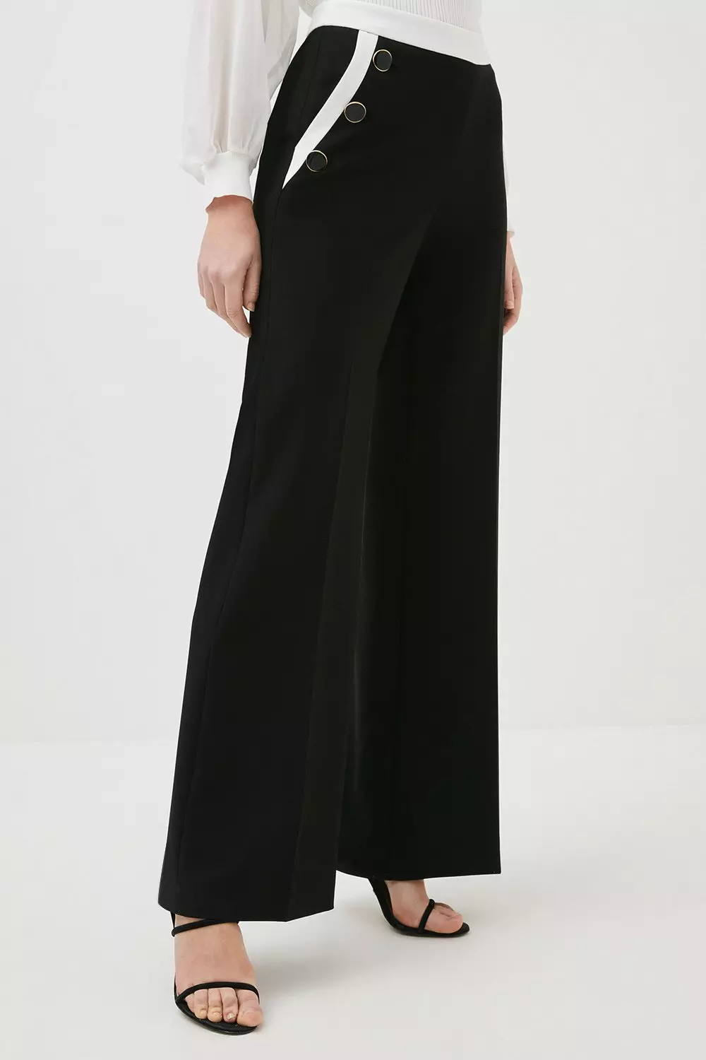 WIHOLL Velcro Wide Leg Pants, Black / M