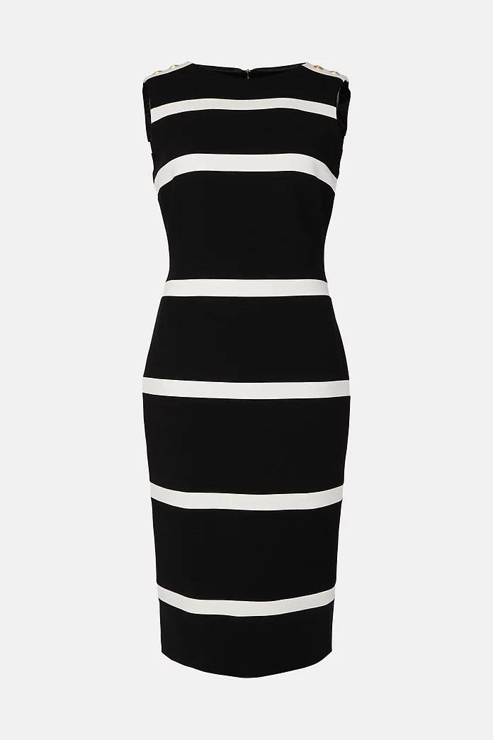Compact Stretch Stripe Detail Pencil Dress | Karen Millen