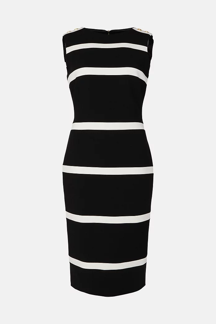Compact Stretch Stripe Detail Pencil Dress | Karen Millen Compact Stretch Stripe Detail Pencil Dress | Karen Millen