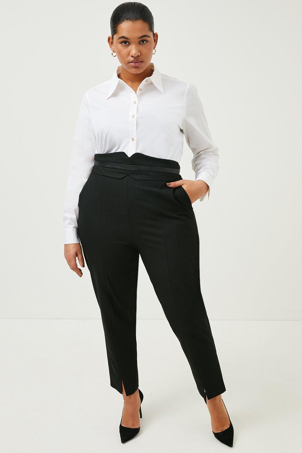 Pinstripe plus size store pants