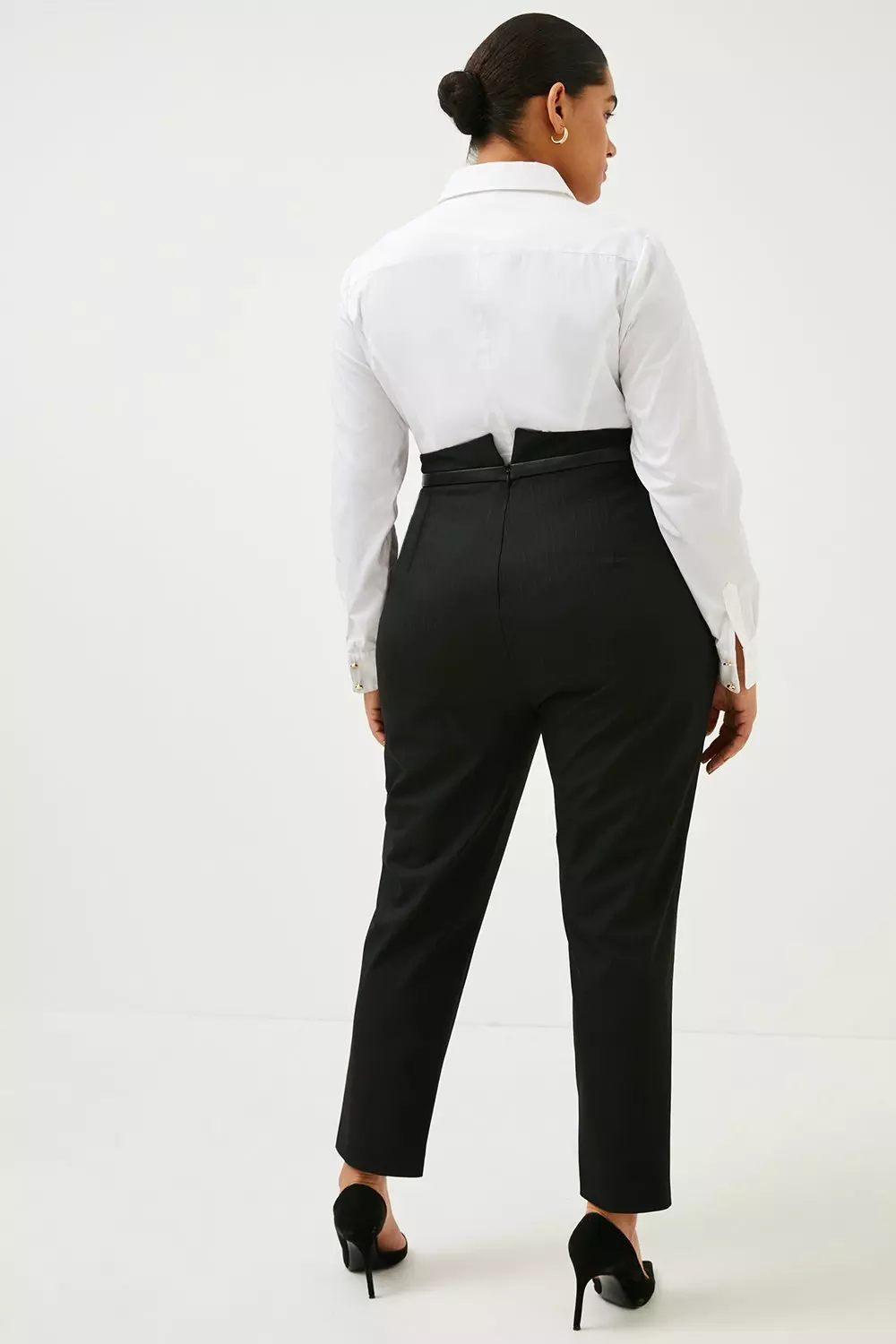 Plus Size Pinstripe High Waisted Slim Pants