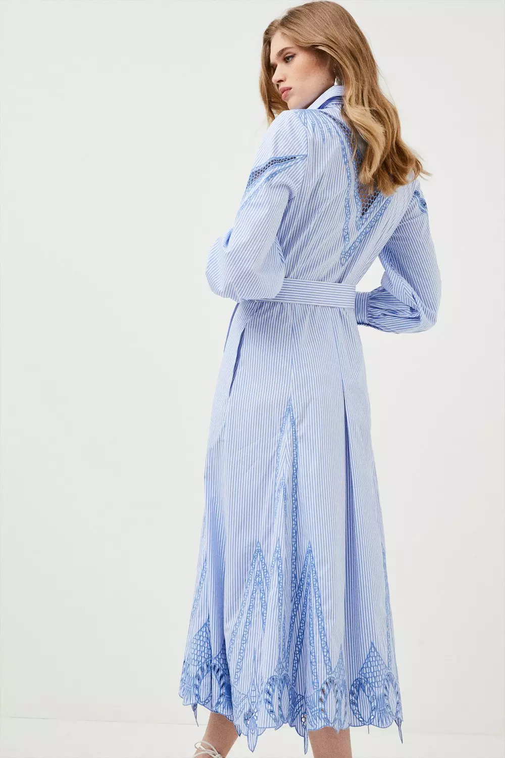 Cutwork Poplin Embroidered Woven Maxi Shirt Dress | Karen Millen