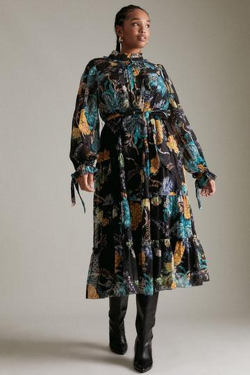 Multi Floral Paisley Dobby Woven Maxi Dress