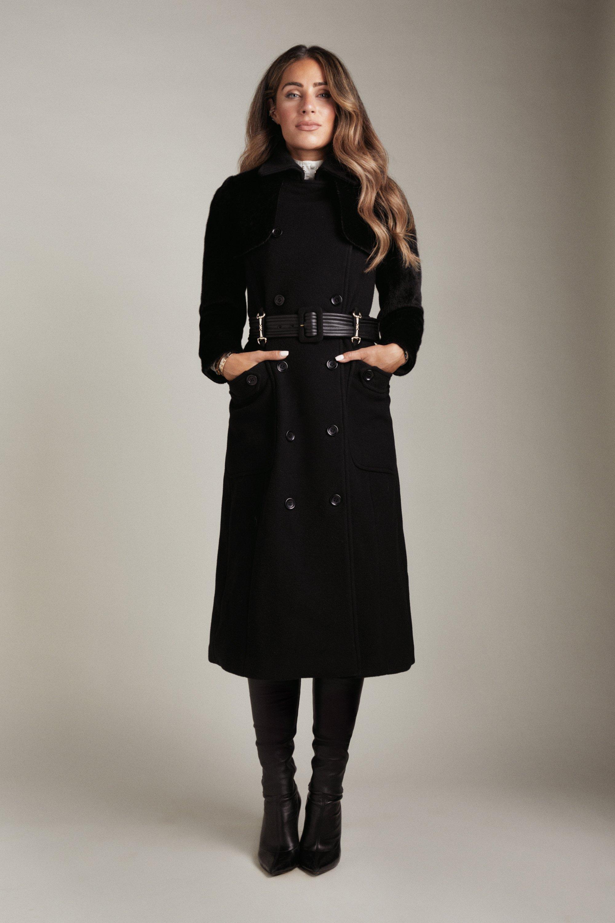 Lydia Millen Italian Virgin Wool Faux Fur Coa | Karen Millen