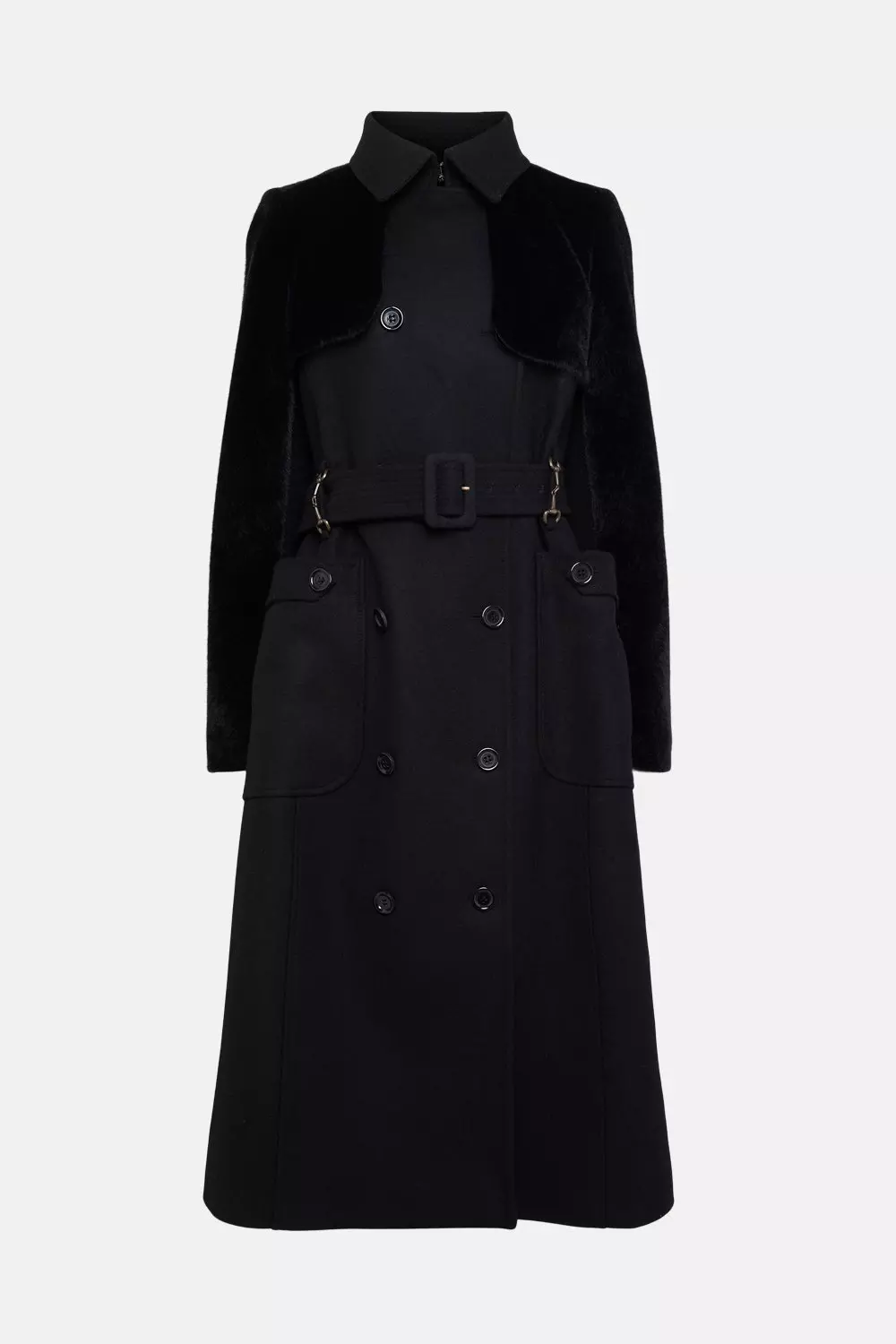 Karen millen long black coat sale