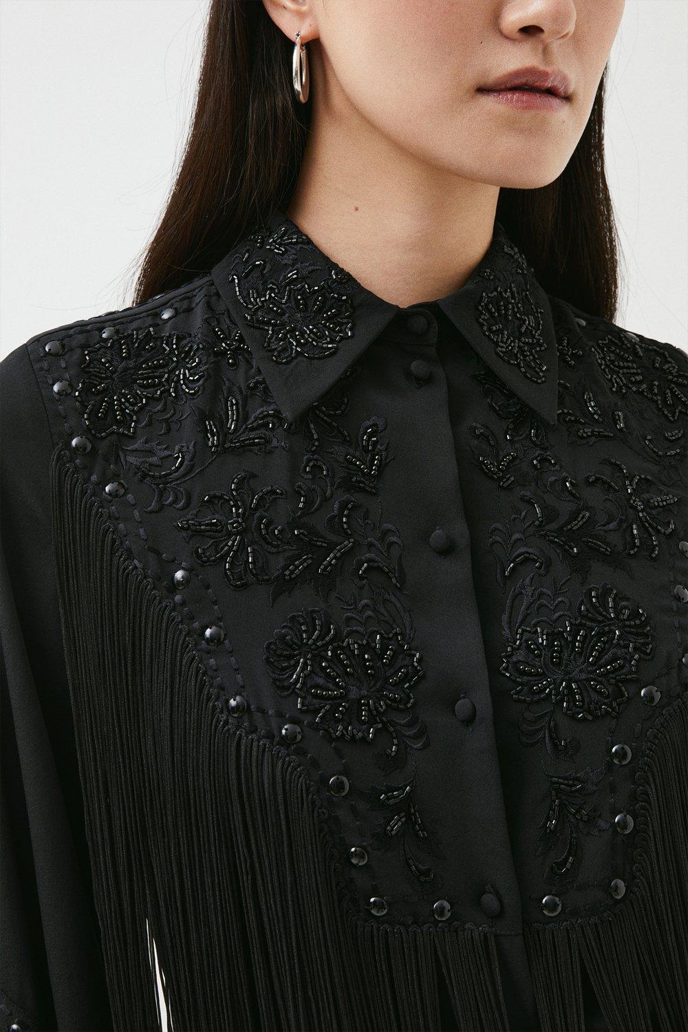 beaded shirt dress