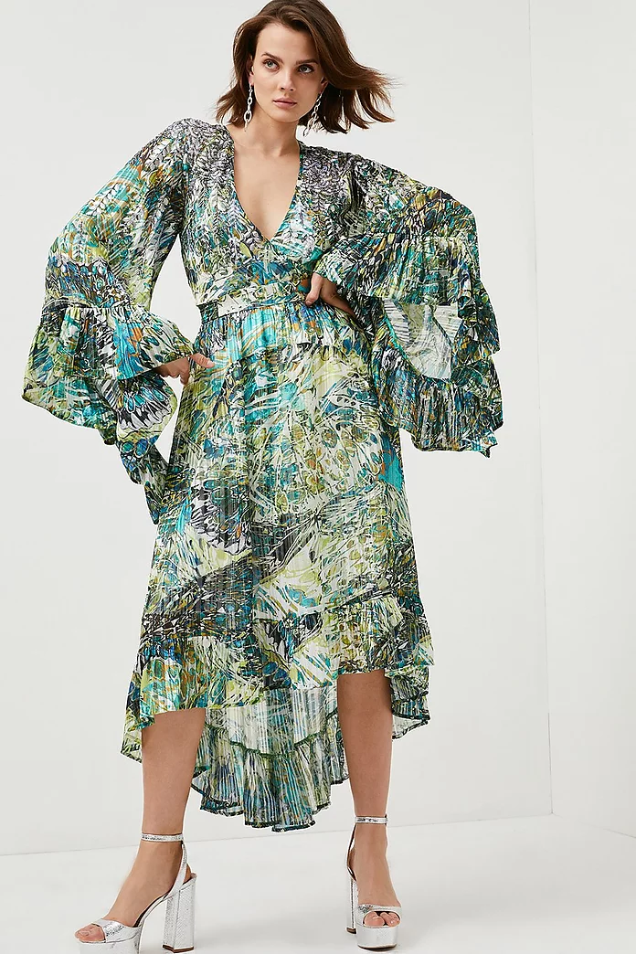 Beaded Embellished Drama Kimono Woven Maxi