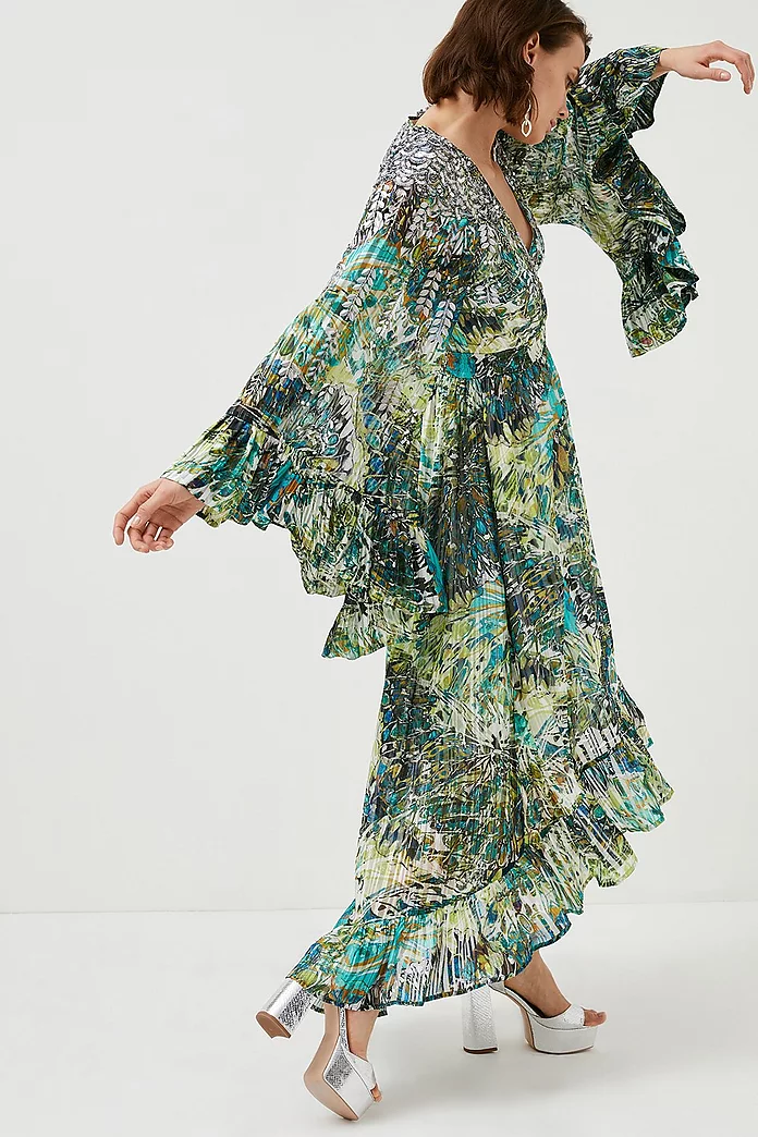 Beaded Embellished Drama Kimono Woven Maxi | Karen Millen
